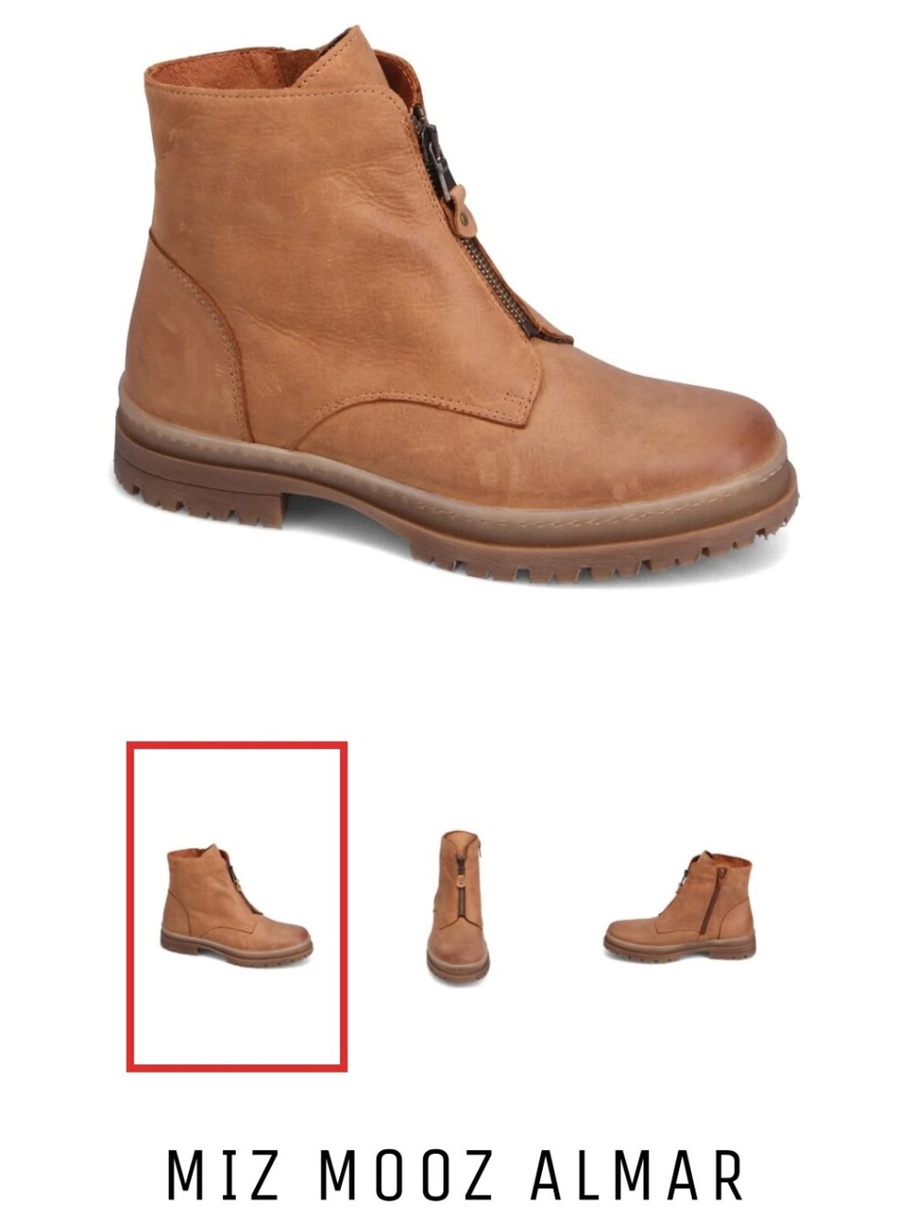 Miz Mooze Almar Leather Ankle Short Boots Camel Tan Honey Colorway Side Zip